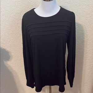 Black Pleated Top with Elegant Long Sleeves